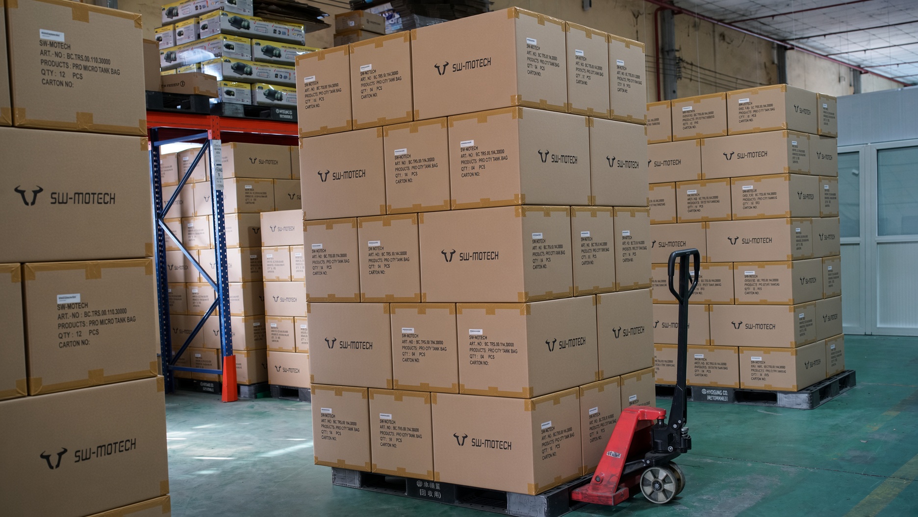 Packed cartons in the dispatch area